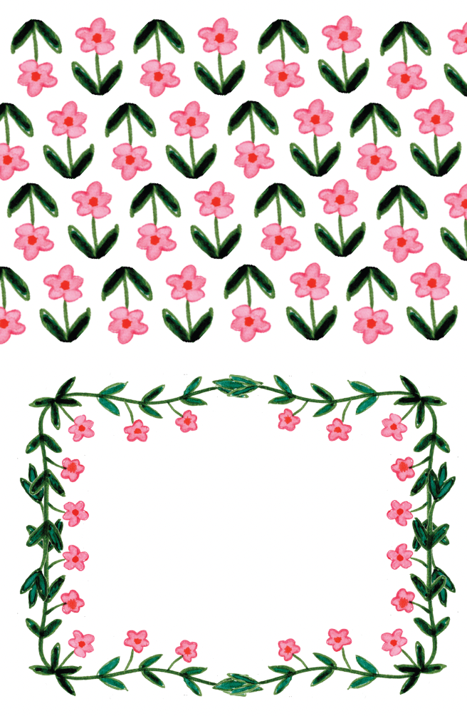 Pink and Green Flower Place Cards (pack of 12)