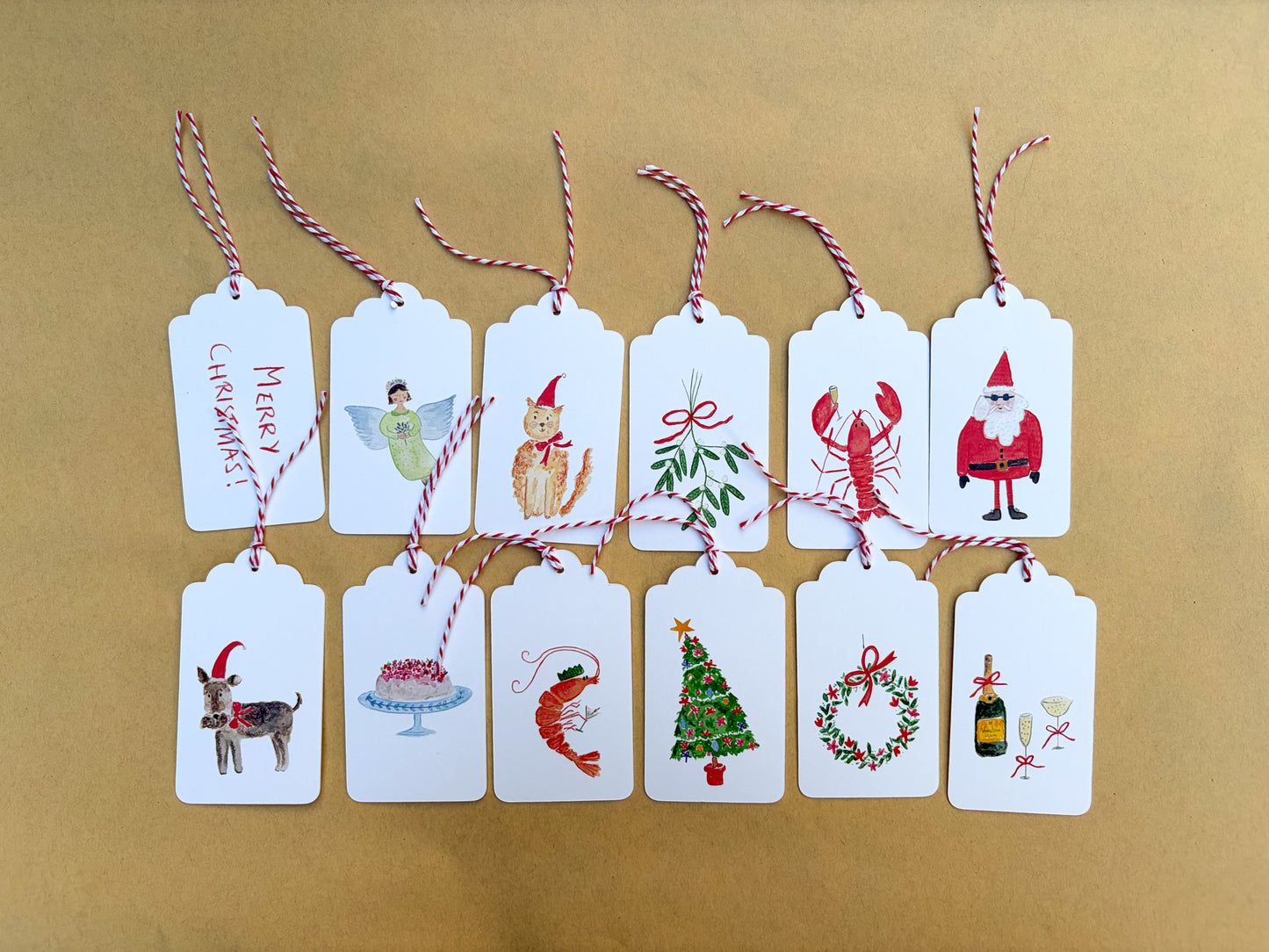 Colourful Christmas Tags (pack of 12)