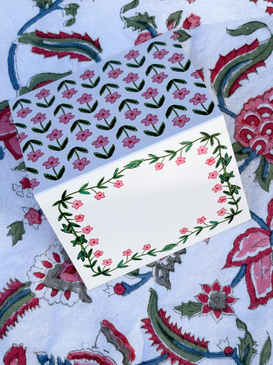 Pink and Green Flower Place Cards (pack of 12)