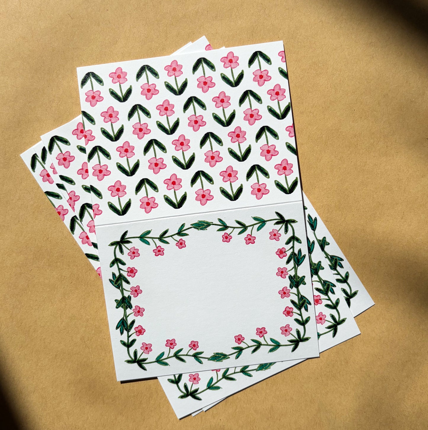 Pink and Green Flower Place Cards (pack of 12)