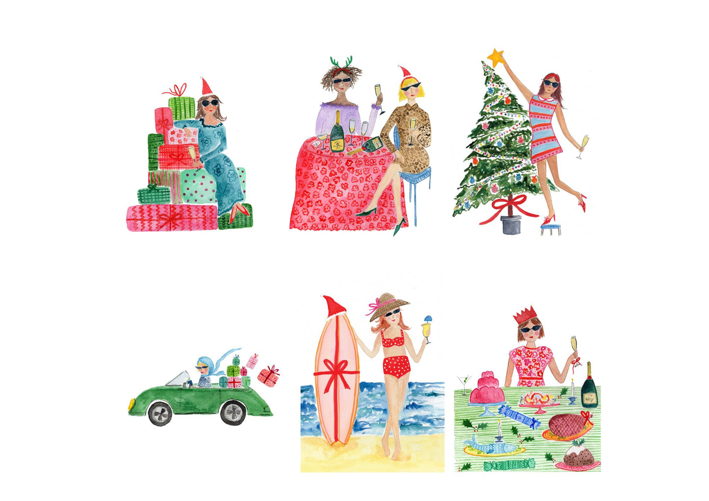 Christmas Girls Cards Pack of 6